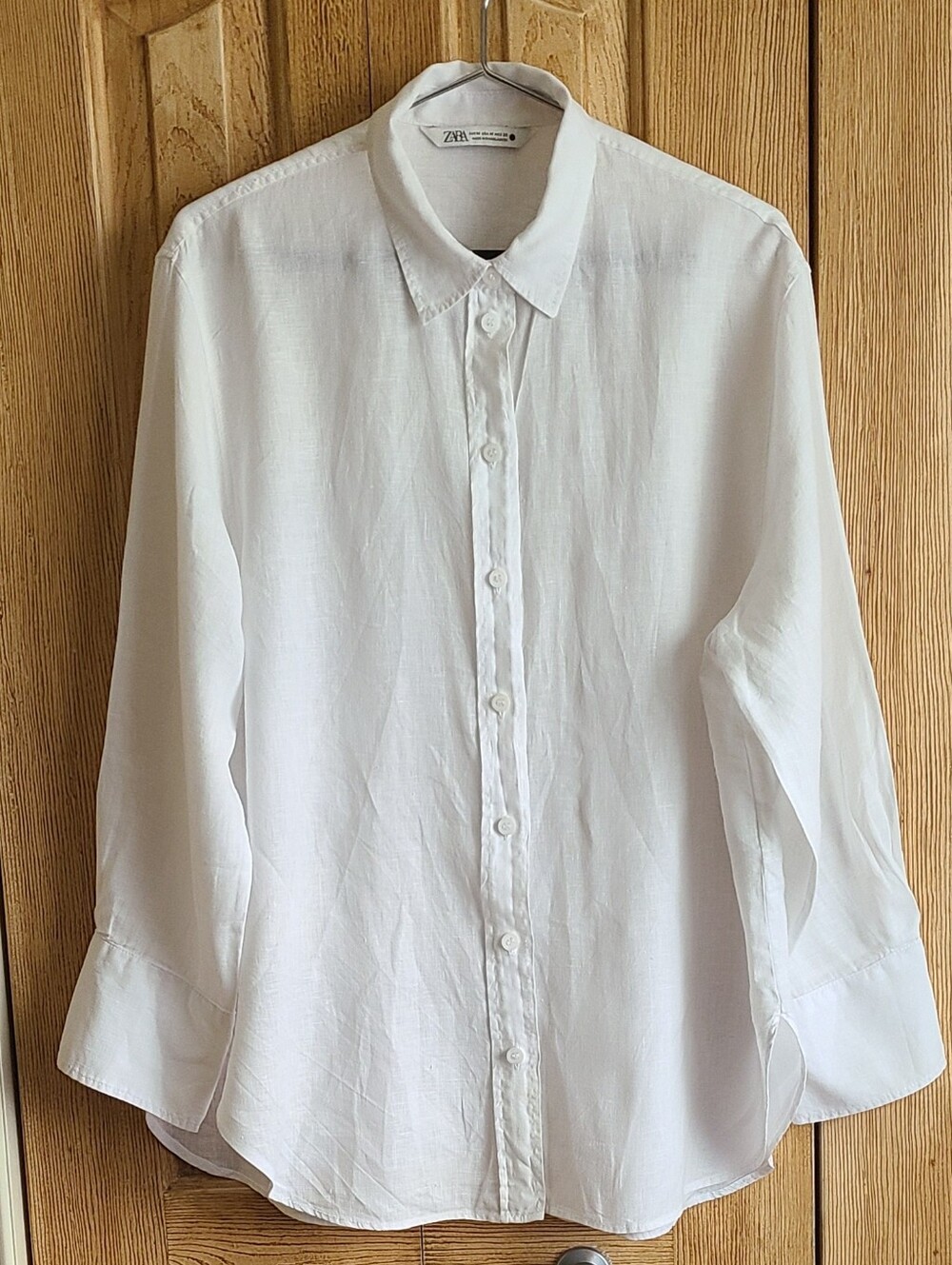 Zara White Linen Button Front Blouse